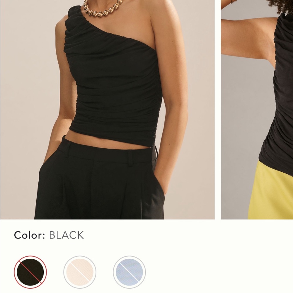 Anthropologie Black One-Shoulder Tank Top